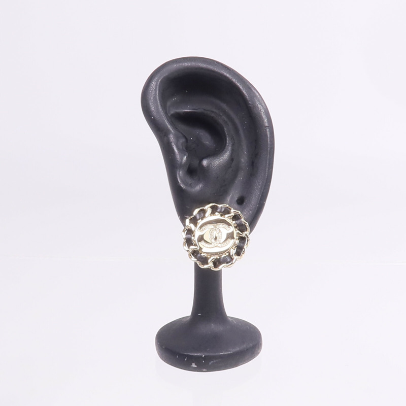 CHANEL 金屬/皮革Earrings金扣耳環-7