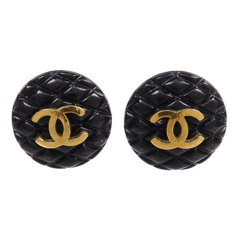 CHANEL 金屬/PVC Earrings金扣耳環