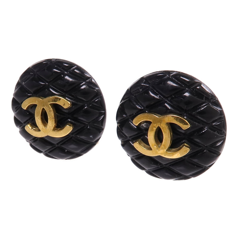 CHANEL 金屬/PVC Earrings金扣耳環-1