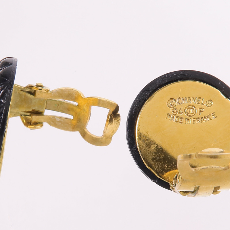 CHANEL 金屬/PVC Earrings金扣耳環-4