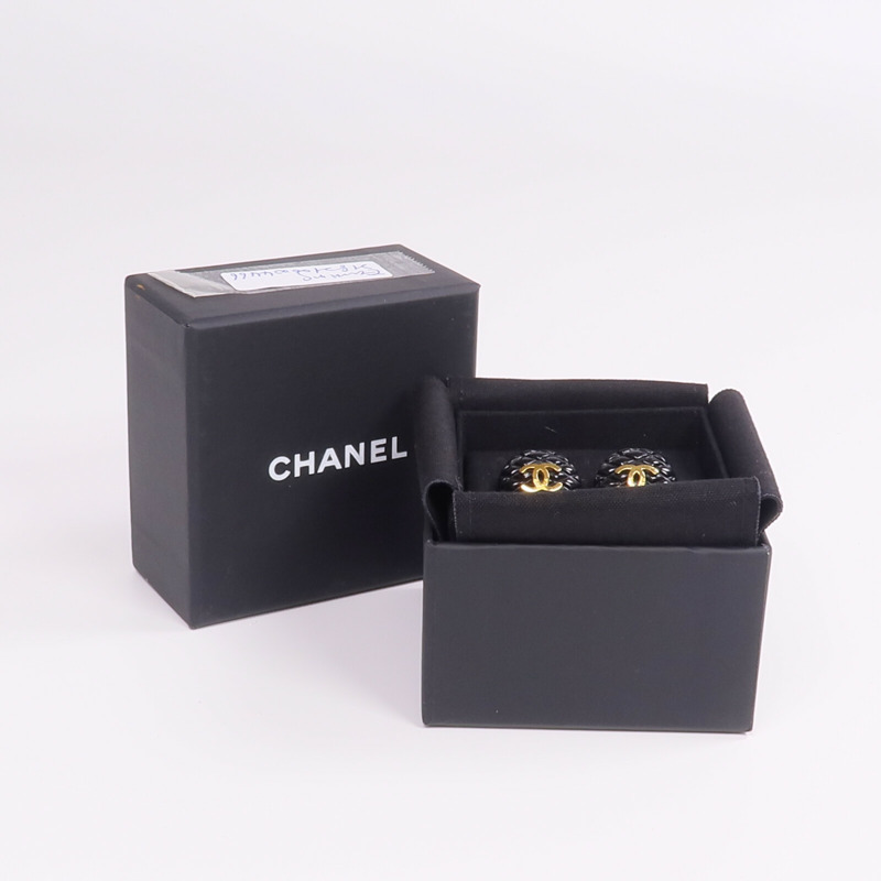CHANEL 金屬/PVC Earrings金扣耳環-8