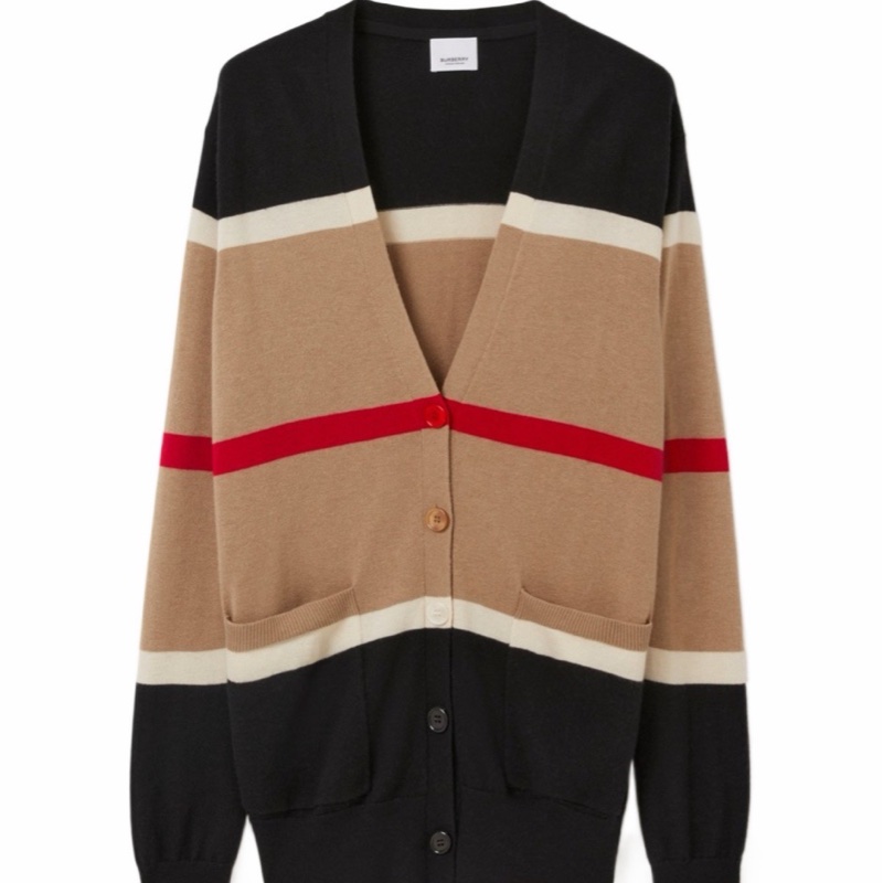 Burberry 女士 條紋羊絨開衫XS S M L碼-0
