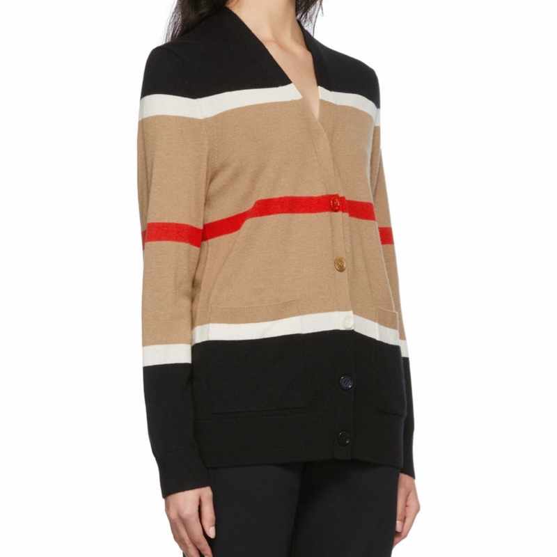 Burberry 女士 條紋羊絨開衫XS S M L碼-2