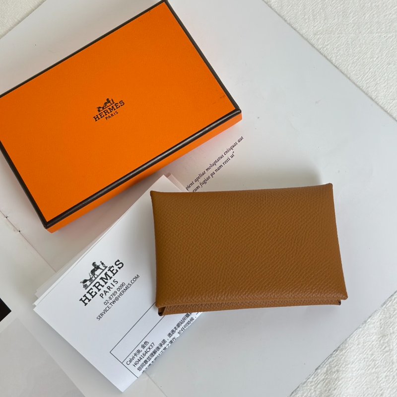 HERMES Calvi 卡包 - 金棕 B-8