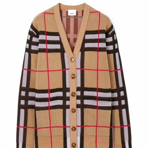 Burberry 女士 格紋科技棉開衫XS S M L XL