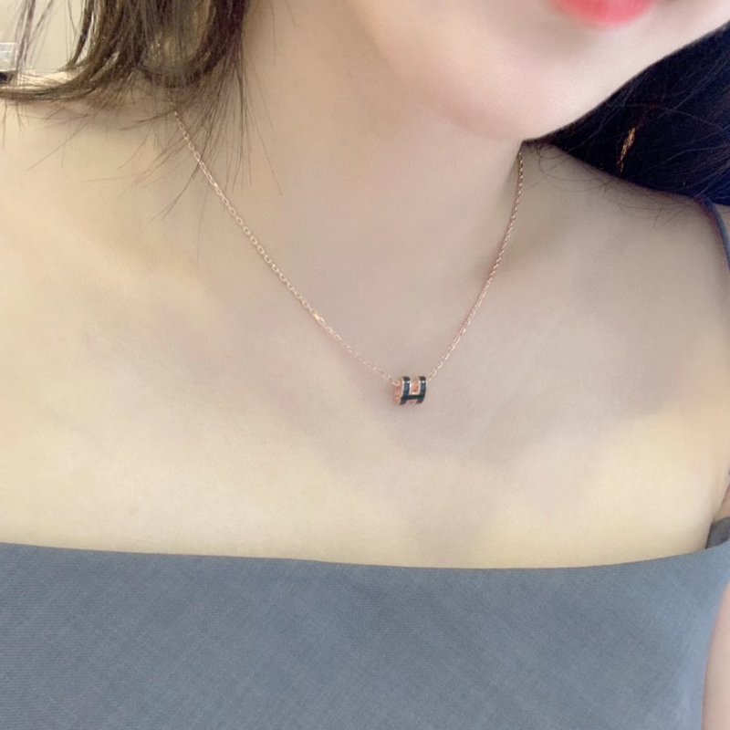 HERMES Mini pop H項鍊 - 松柏綠金-8