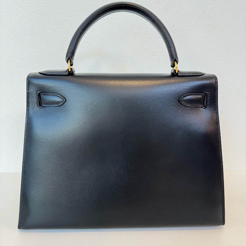 Hermès 愛馬仕 Kelly 28 黑金 Box 皮 圈 M 刻 1983 年 有肩帶有鎖具 尺寸:28*22*10cm-3