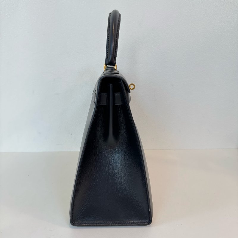 Hermès 愛馬仕 Kelly 28 黑金 Box 皮 圈 M 刻 1983 年 有肩帶有鎖具 尺寸:28*22*10cm-4