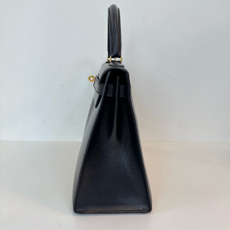 Hermès 愛馬仕 Kelly 28 黑金 Box 皮 圈 M 刻 1983 年 有肩帶有鎖具 尺寸:28*22*10cm-5