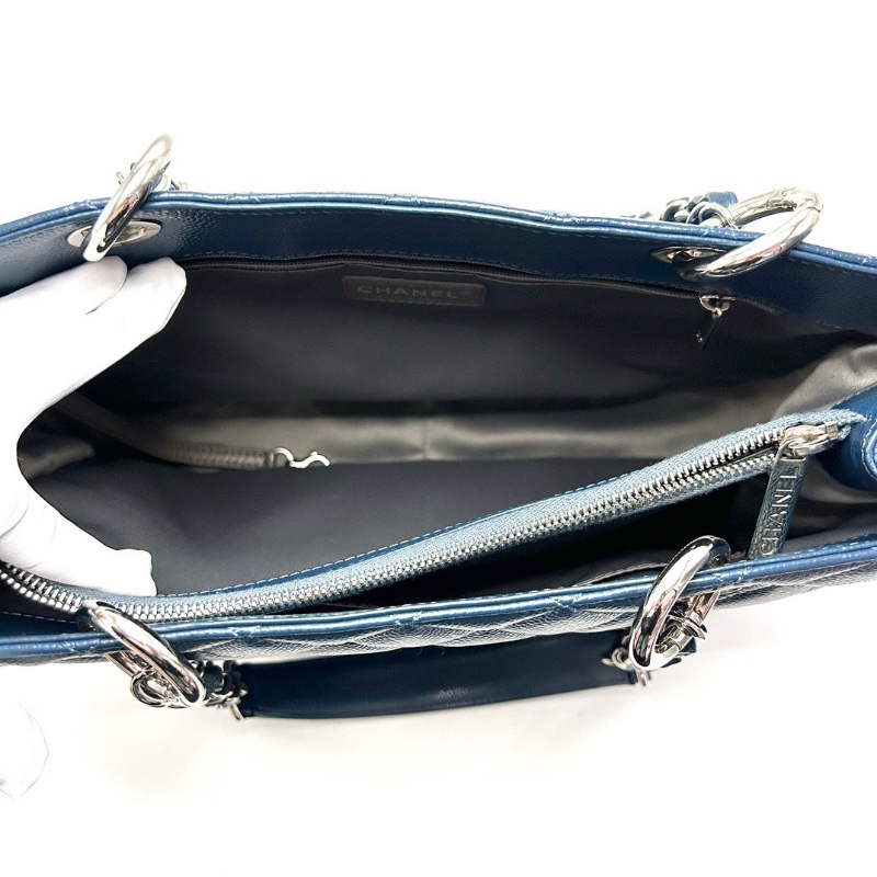 CHANEL藍銀荔枝牛皮 GST手提肩背包34*24*13 98新配件盒子塵袋保卡-2