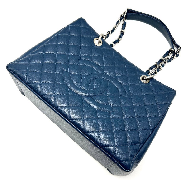 CHANEL藍銀荔枝牛皮 GST手提肩背包34*24*13 98新配件盒子塵袋保卡-3