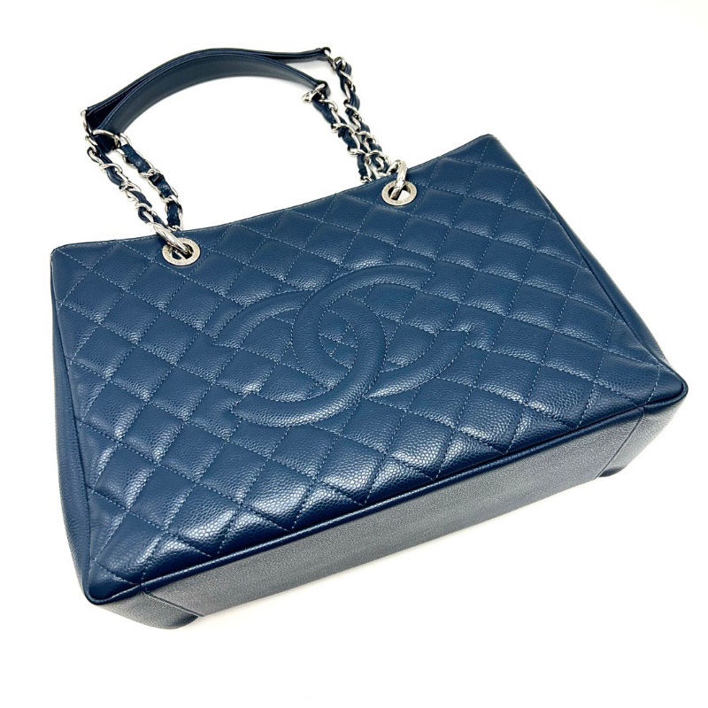 CHANEL藍銀荔枝牛皮 GST手提肩背包34*24*13 98新配件盒子塵袋保卡-5