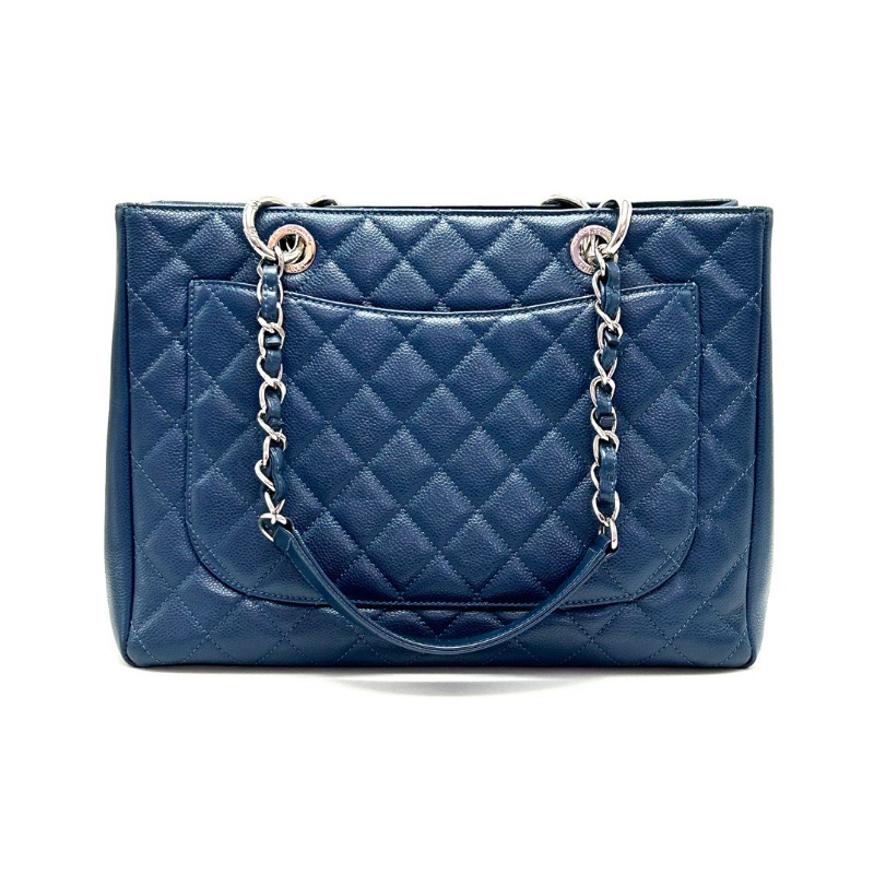 CHANEL藍銀荔枝牛皮 GST手提肩背包34*24*13 98新配件盒子塵袋保卡-6