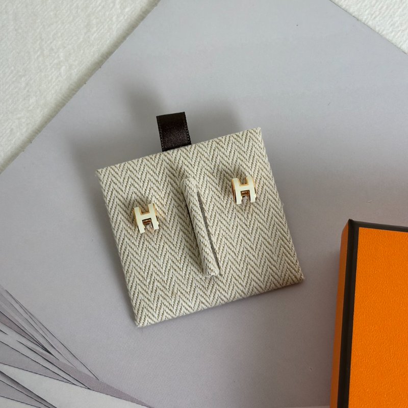 HERMES Mini pop H耳環 - 白玫瑰金-0