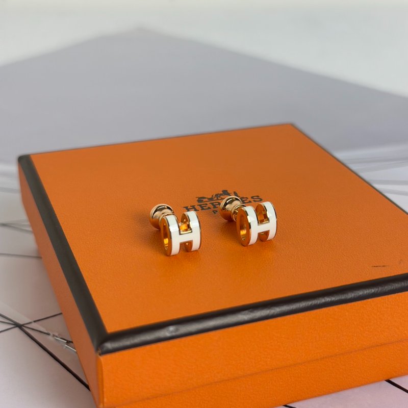 HERMES Mini pop H耳環 - 白玫瑰金-2