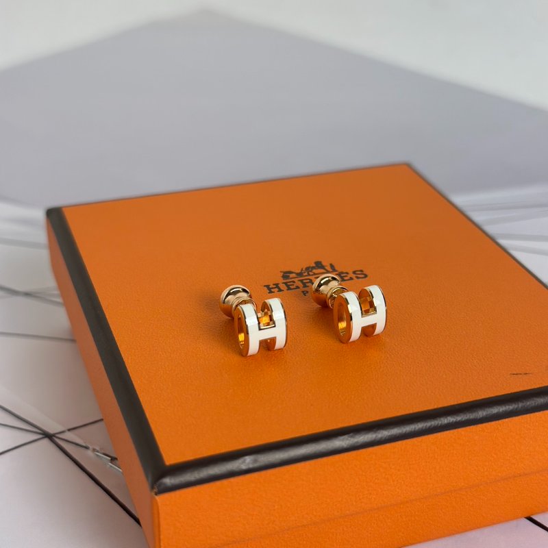HERMES Mini pop H耳環 - 白玫瑰金-3