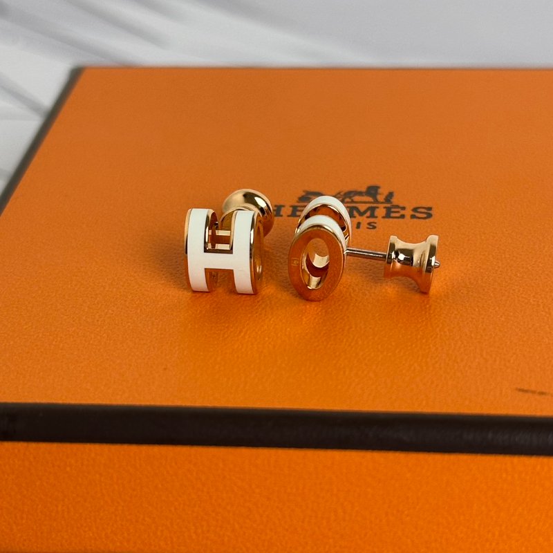 HERMES Mini pop H耳環 - 白玫瑰金-4