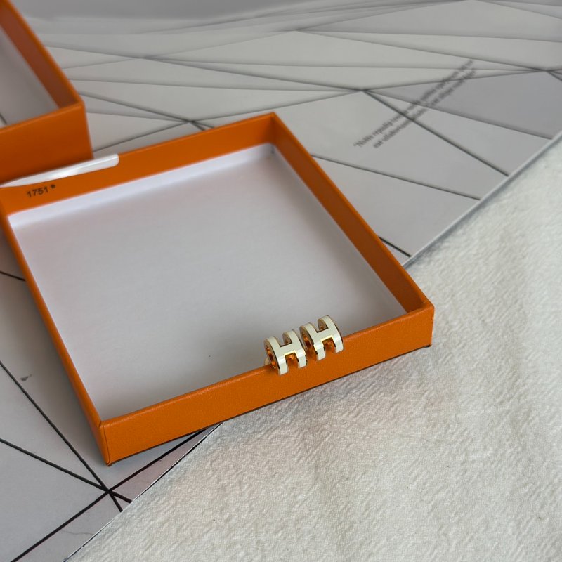 HERMES Mini pop H耳環 - 白玫瑰金-6