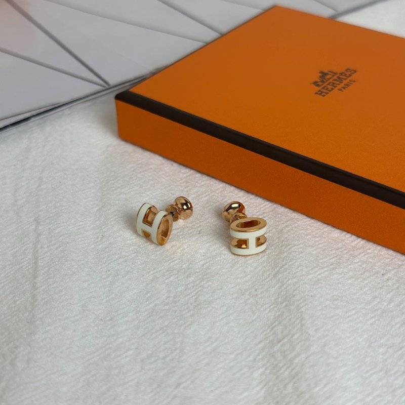 HERMES Mini pop H耳環 - 白玫瑰金-7