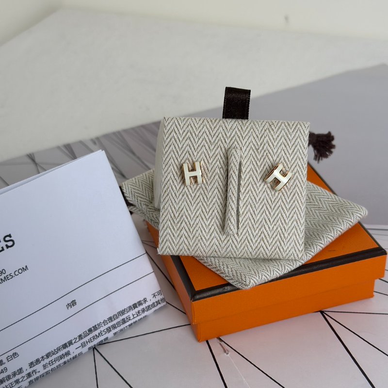 HERMES Mini pop H耳環 - 白玫瑰金-8