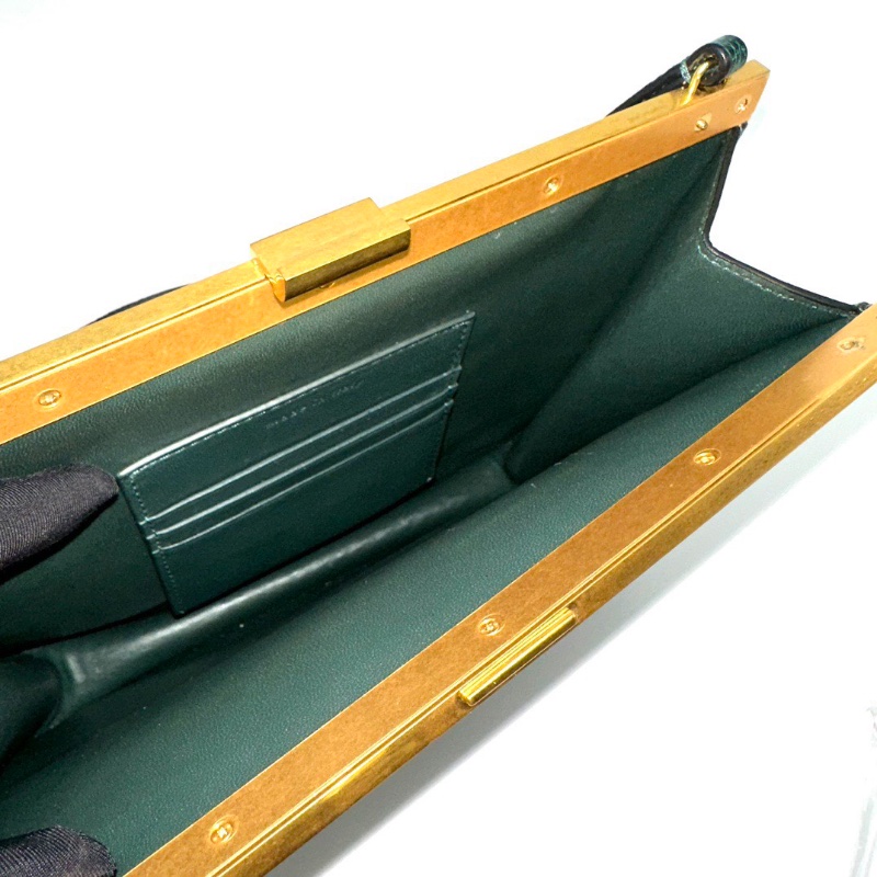 CELINE祖母綠金扣蜥蜴皮夾子包23*20 98新配件塵袋吊牌-1