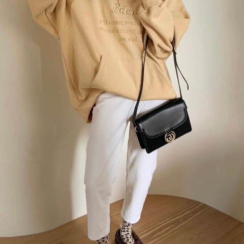 GUCCI 黑金ring系列肩背斜背包24*16*6 98新配件塵袋