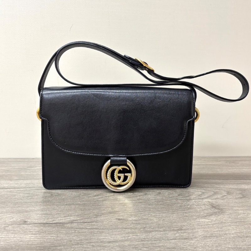 GUCCI 黑金ring系列肩背斜背包24*16*6 98新配件塵袋-1