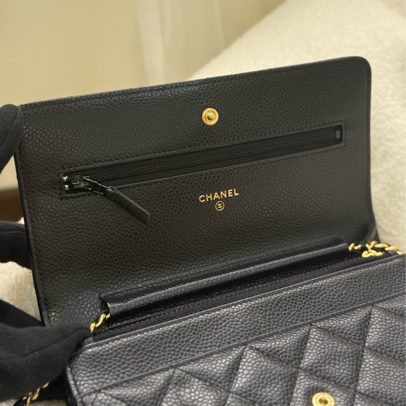 （閒置新✨）Chanel Woc 黑金荔枝-11