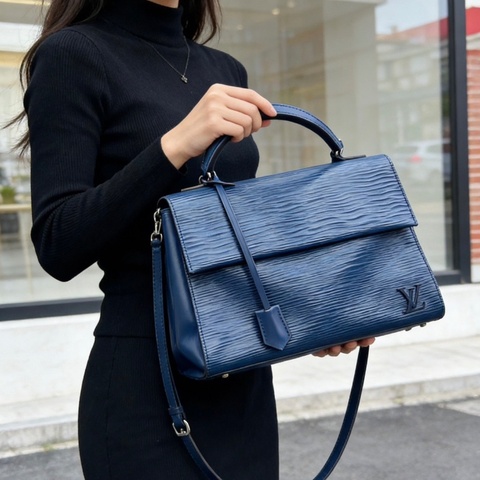 LV Cluny藍色水波紋手提包 30*22 98新配件塵袋