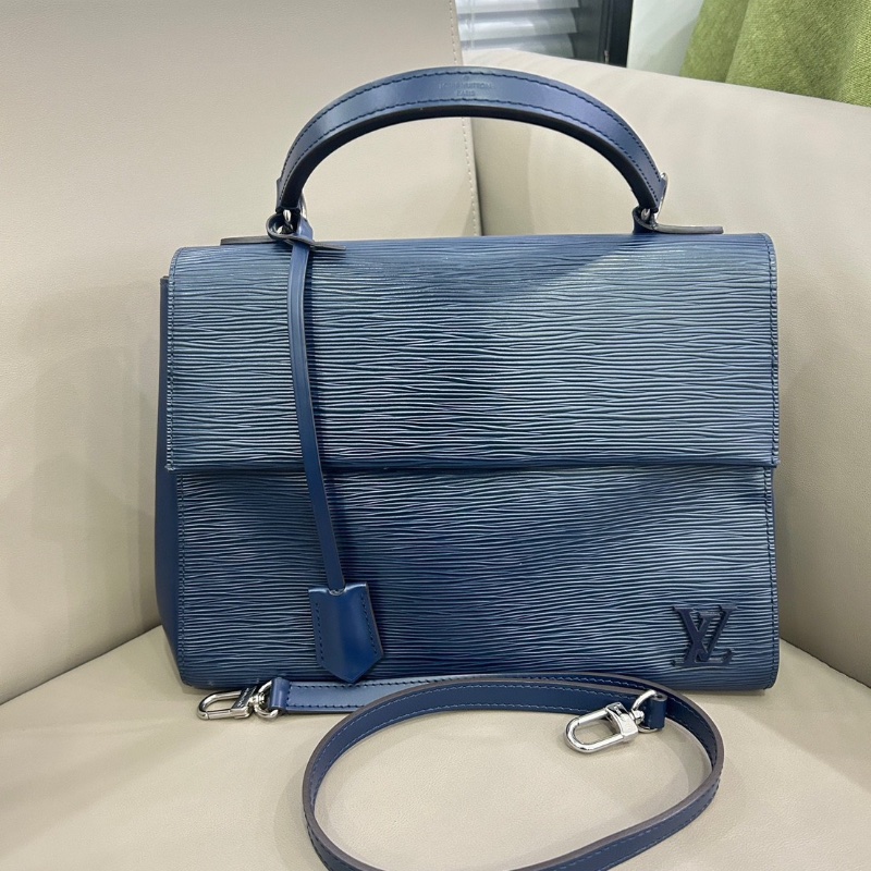 LV Cluny藍色水波紋手提包 30*22 98新配件塵袋-1