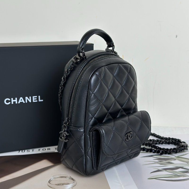 CHANEL 25P羊皮迷你後背包 - So black-1