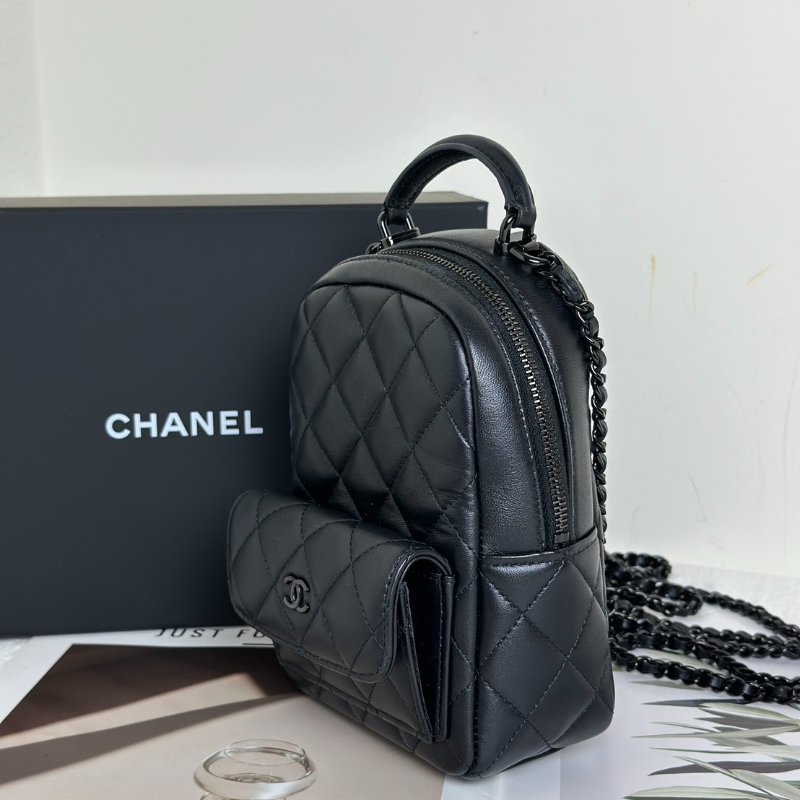 CHANEL 25P羊皮迷你後背包 - So black-2