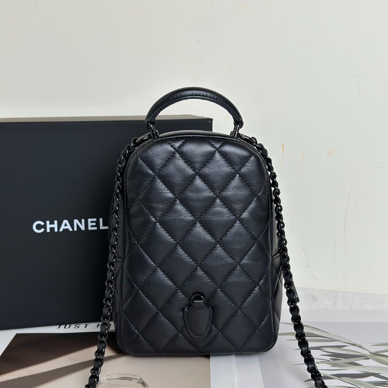 CHANEL 25P羊皮迷你後背包 - So black-3