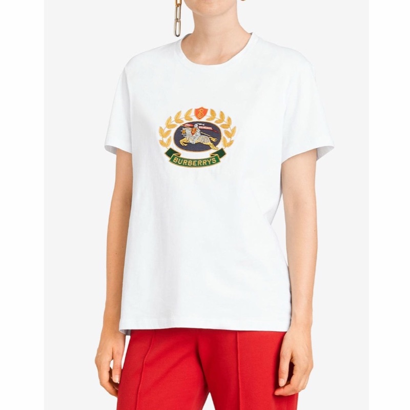 Burberry 女士 馬術騎士LOGO刺繡T恤XS S M L XL碼-2