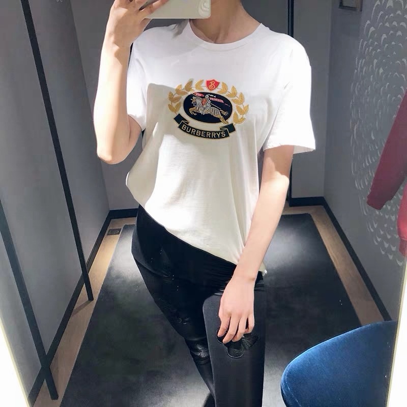 Burberry 女士 馬術騎士LOGO刺繡T恤XS S M L XL碼-3