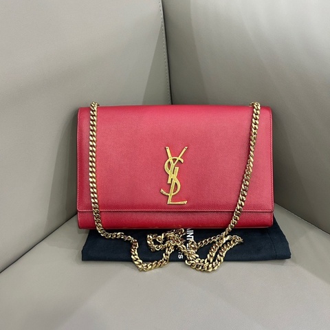 Ysl 紅色魚子醬金扣 kate鏈條肩背包24*16  98新配件塵袋
