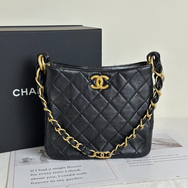 CHANEL 24S嬉皮單肩Hobo - 黑金-0
