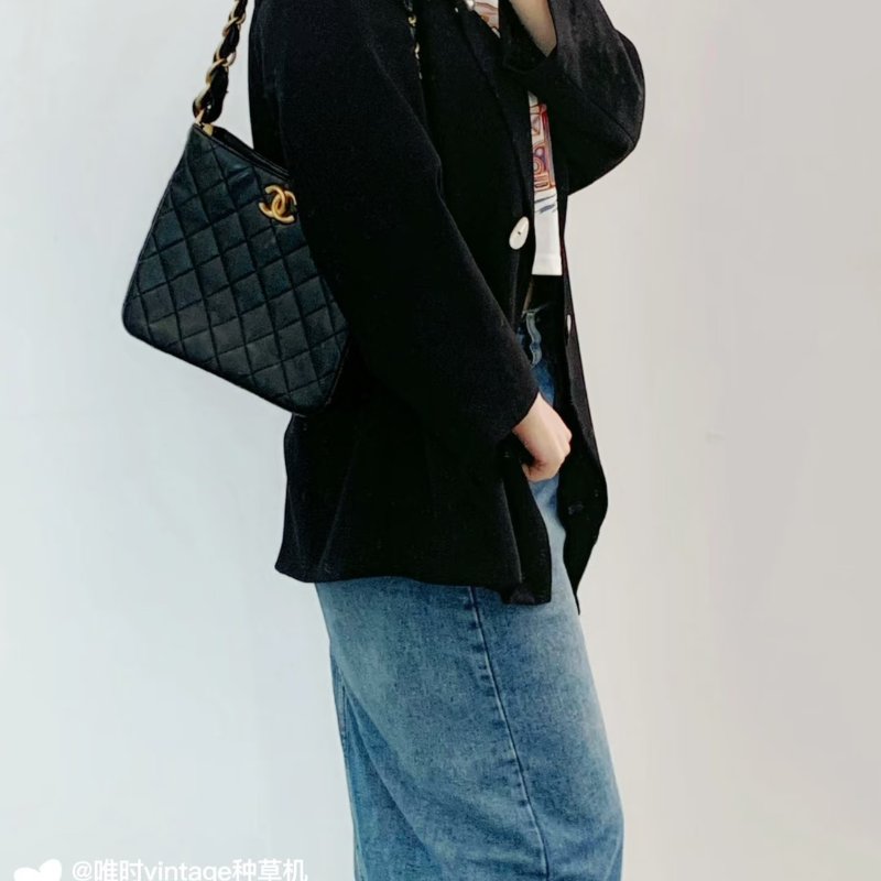 CHANEL 24S嬉皮單肩Hobo - 黑金-1