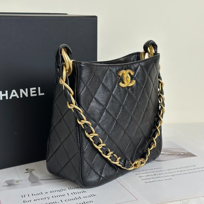 CHANEL 24S嬉皮單肩Hobo - 黑金-2