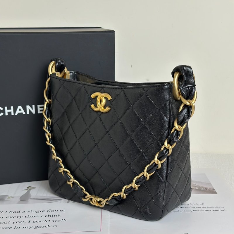 CHANEL 24S嬉皮單肩Hobo - 黑金-3