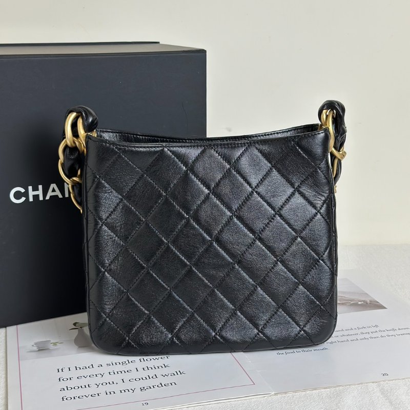 CHANEL 24S嬉皮單肩Hobo - 黑金-4