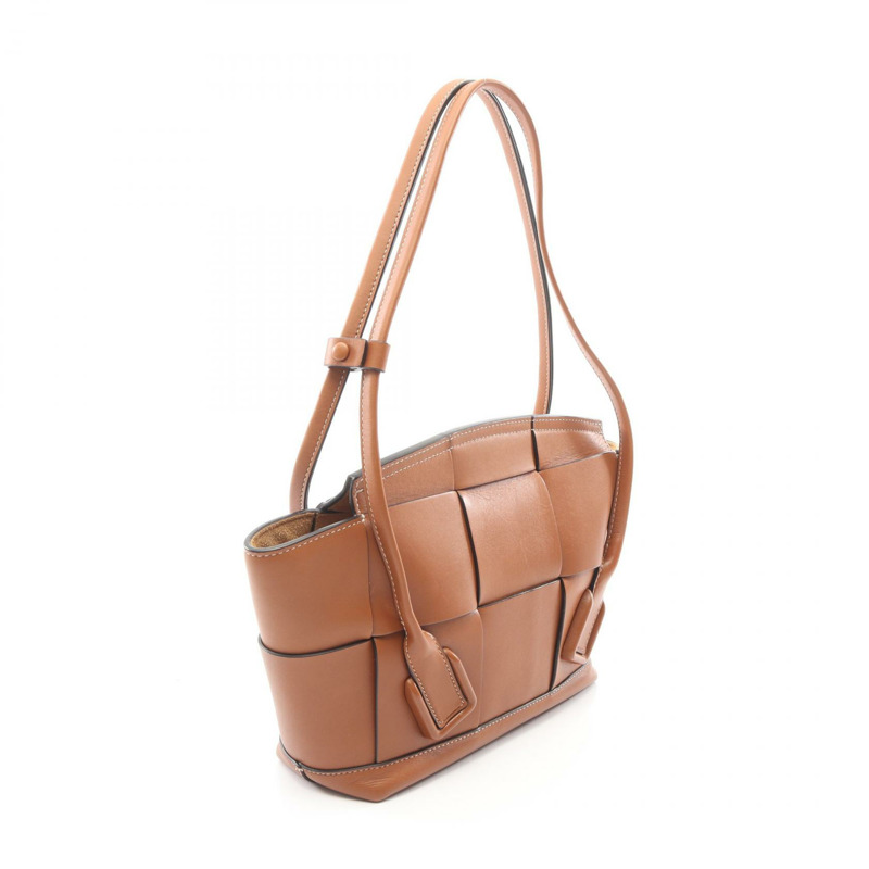 BOTTEGA VENETA Arco 小號 Maxi Intrecciato 編織肩背手提包,棕色皮革,二手-1