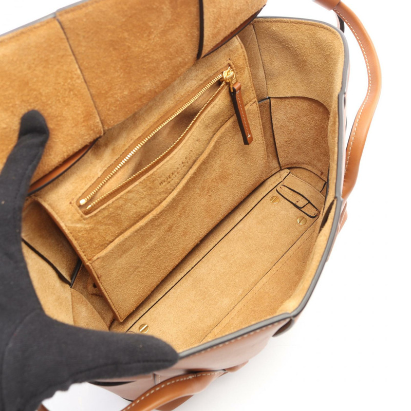 BOTTEGA VENETA Arco 小號 Maxi Intrecciato 編織肩背手提包,棕色皮革,二手-2