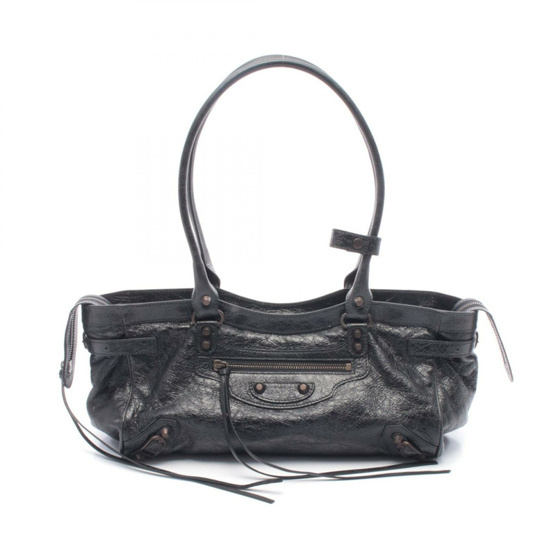 BALENCIAGA Le City Eastwest 單肩包 8457042ABEK 黑色皮革 二手 女士-0