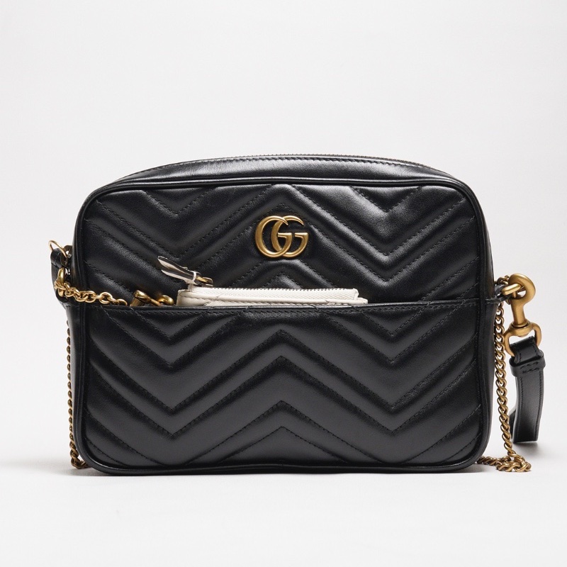 Gucci GG Marmont 皮革斜背包+手拿包+零錢包 一組3個-2
