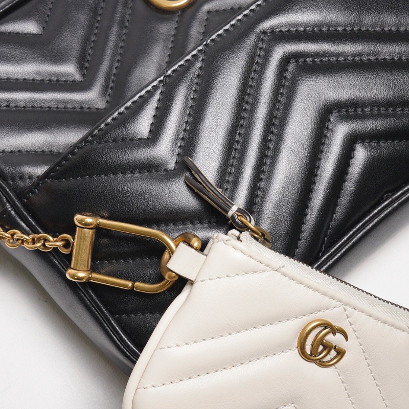 Gucci GG Marmont 皮革斜背包+手拿包+零錢包 一組3個-18
