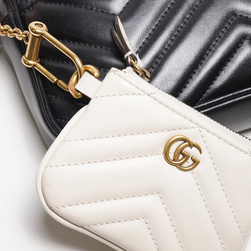 Gucci GG Marmont 皮革斜背包+手拿包+零錢包 一組3個-19