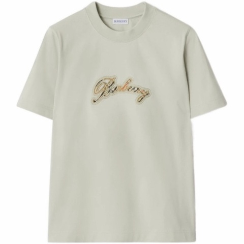 Burberry 女士 格子草書Logo棉質T恤