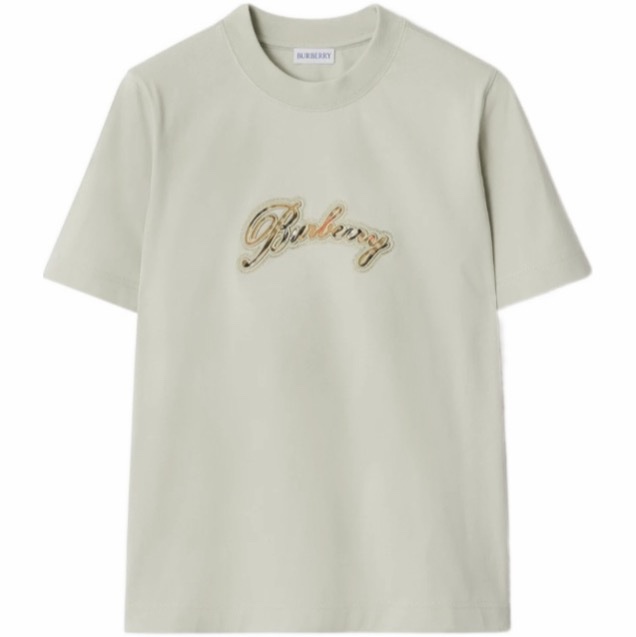 Burberry 女士 格子草書Logo棉質T恤-3