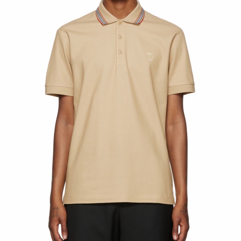 Burberry 男士 標誌性條紋衣領Polo衫XS S M L XL XXL碼-0